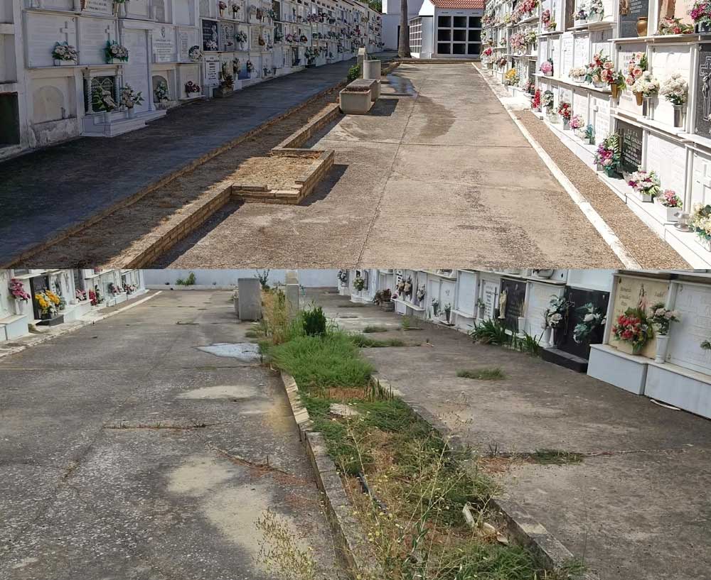 Cementerio Huevar antes después