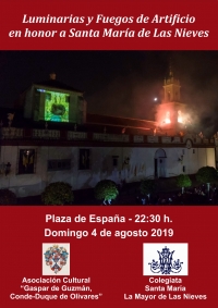 Olivares ofrece mañana un espectáculo de luz en honor a la Virgen de las Nieves