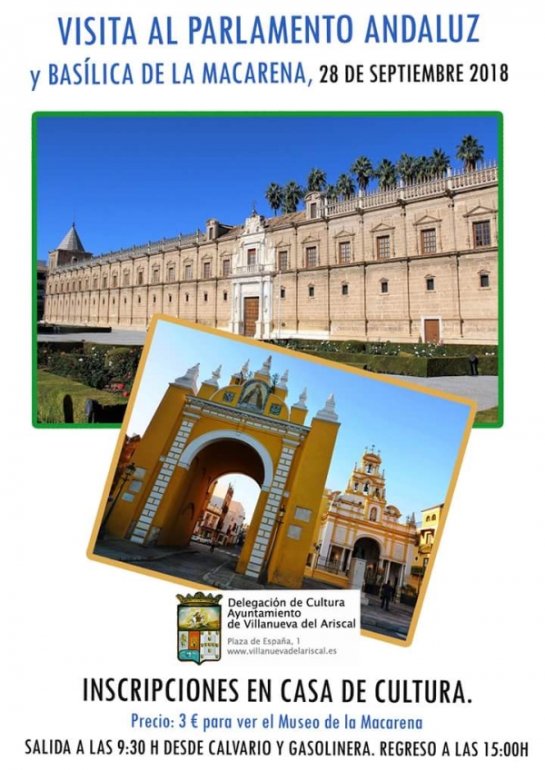 El Ayuntamiento de Villanueva del Ariscal organiza una visita cultural al Parlamento Andaluz
