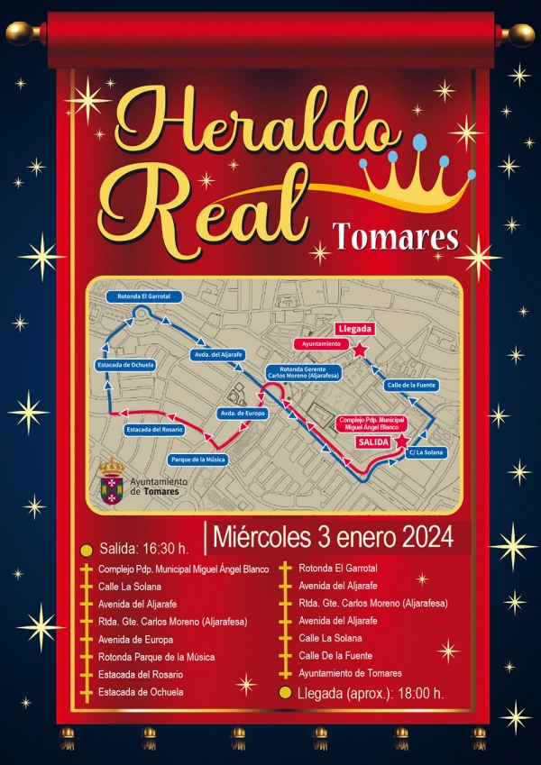 El Heraldo Real recorrer&aacute; hoy mi&eacute;rcoles, 3 de enero, las calles de Tomares para recoger las cartas de los ni&ntilde;os y recibir las llaves de la ciudad