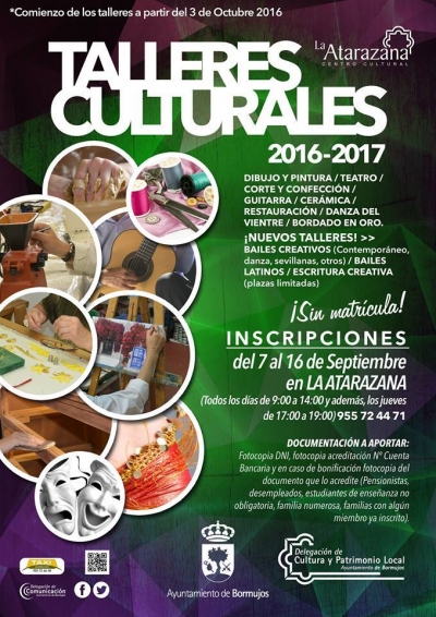Nuevos talleres culturales que oferta la Delegaci&oacute;n de Cultura de Bormujos para el curso 2016/2017
