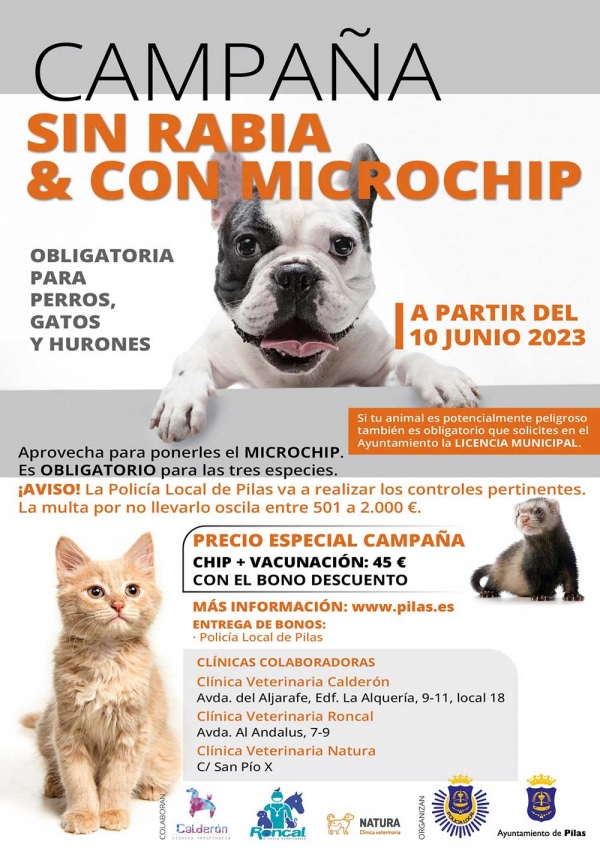 Pilas pone en marcha una campa&ntilde;a para promover la vacunaci&oacute;n antirr&aacute;bica y la implantaci&oacute;n del microchip en las mascotas
