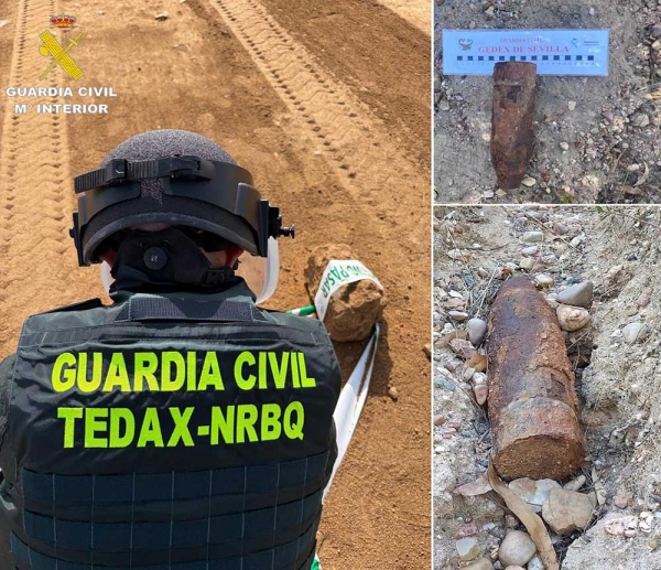 La Guardia Civil intercepta y detona un proyectil de la Guerra Civil en La Puebla del R&iacute;o