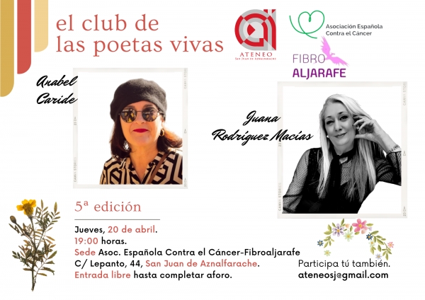 La 5ª edición de El Club de las Poetas Vivas llega a San Juan de Aznalfarache