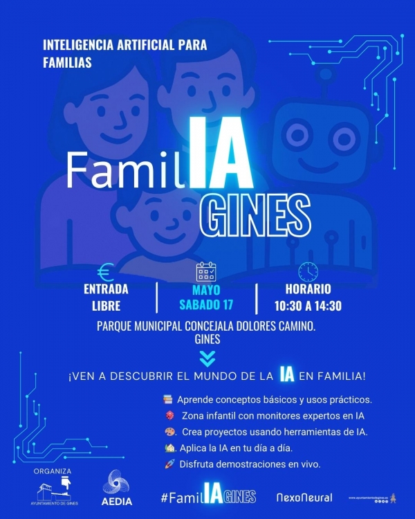 Gines acoge este s&aacute;bado  d&iacute;a 17 un evento pionero de Inteligencia Artificial para familias