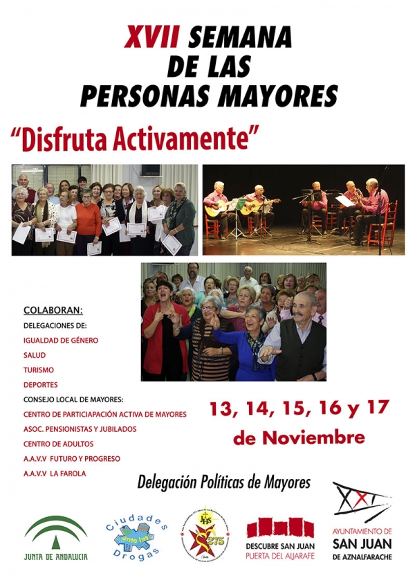 La XVII Semana de las Personas Mayores de San Juan se celebrará del 13 al 17 de noviembre