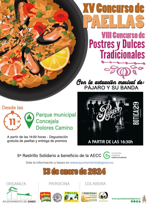 Gines celebra este s&aacute;bado 13 de enero su XV Concurso de Paellas y el VIII Concurso de Postres y Dulces Tradicionales