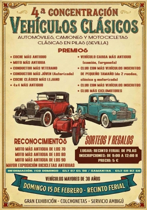 El Recinto Ferial de Pilas acoger&aacute; el 15 de febrero la IV Concentraci&oacute;n de Veh&iacute;culos Cl&aacute;sicos