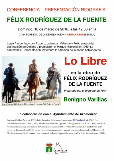 Aznalc&aacute;zar, escenario de la presentaci&oacute;n de la biograf&iacute;a corregida de F&eacute;lix Rodr&iacute;guez de la Fuente