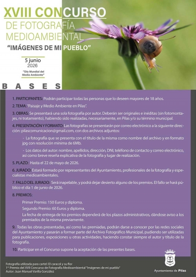 Pilas convoca el XVIII Concurso de Fotograf&iacute;a Medioambiental &ldquo;Im&aacute;genes de mi pueblo&rdquo;