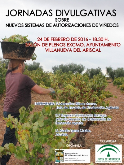 Villanueva del Ariscal celebra ma&ntilde;ana unas jornadas sobre  las autorizaciones de los vi&ntilde;edos