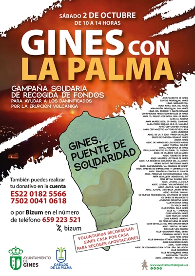 ‘Gines con La Palma’, campaña benéfica para los damnificados por la erupción volcánica