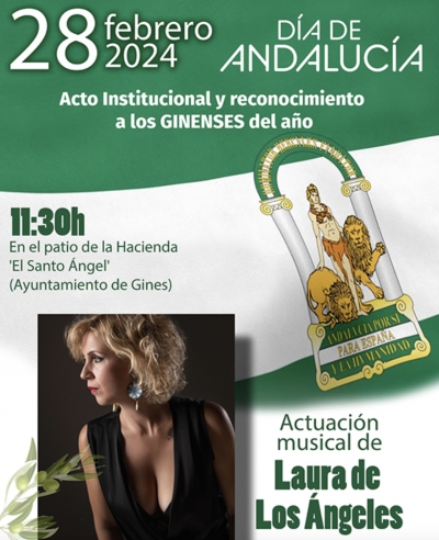Gines celebra el mi&eacute;rcoles 28 el D&iacute;a de Andaluc&iacute;a con la entrega de reconocimientos a los Ginenses del A&ntilde;o y el concierto de Laura de los &Aacute;ngeles